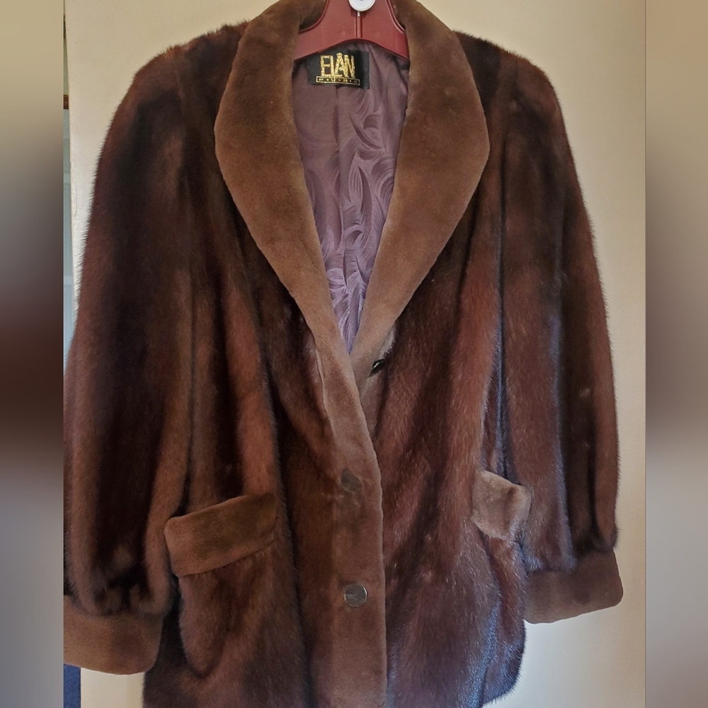 Vintage Mahogany Mink Jacket with Sheared Mink Trim